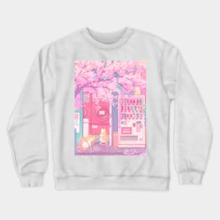 The kawaii Tokyo cats, laundry store and the pink sakura blossom Crewneck Sweatshirt